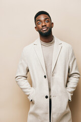 man young african person smile guy american black beige portrait african american background
