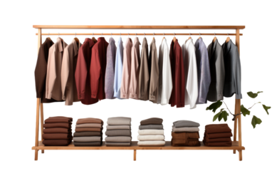 Boutique Clothing Rack with Integrated Shelf for Trendy Fashion Statements on a White or Clear Surface PNG Transparent Background
