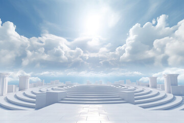Fototapeta na wymiar luxury podium on heaven white background