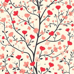 seamless floral pattern with hearts, valentines background, floral pattern, with Valentine day, texture background