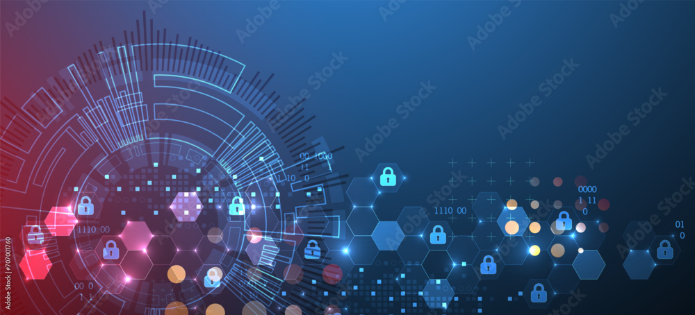 Aufkleber Secure digital background. Virtual confidential, programming protection. Hand drawn vector.