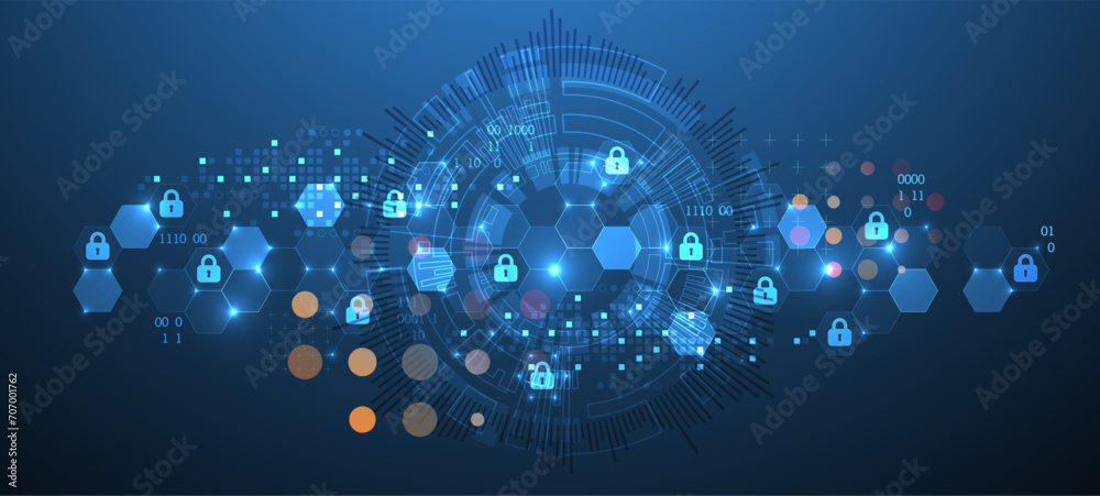 Aufkleber secure digital background. virtual confidential, programming protection. hand drawn vector.