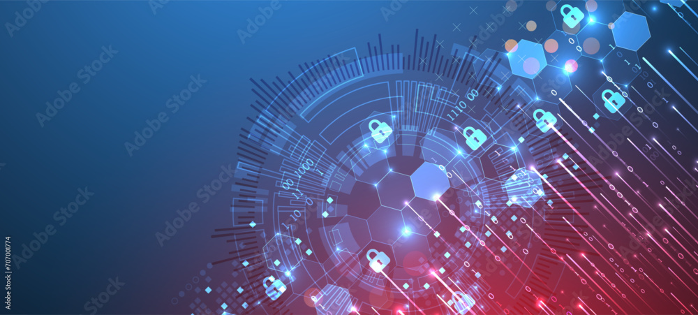 Aufkleber secure digital background. virtual confidential, programming protection. hand drawn vector.