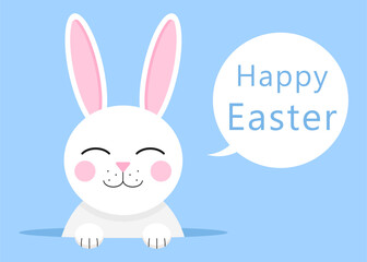 The bunny congratulates you on Happy Easter. Happy Easter card