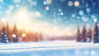 Poster paysage vacances neige ski montagne loisirs, hiver printemps, ciel bleu soleil lumineux flou bokeh zone de copie © -Y4NN-