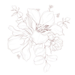 Line art floral bouquet