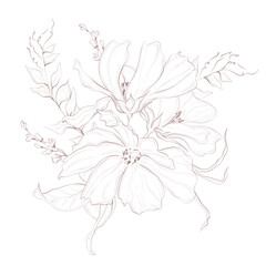 Line art floral bouquet