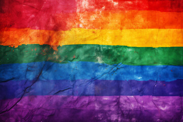 Rainbow painting on paper textured background, gay LGBTQ+ flag, LGBT pride month concept