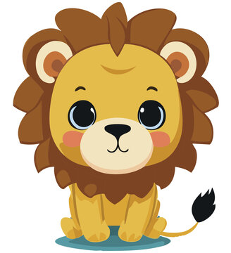 Cute cartoon baby lion - AI GENERATED