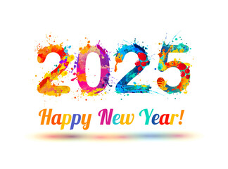 Congratulation card. Happy New Year 2025