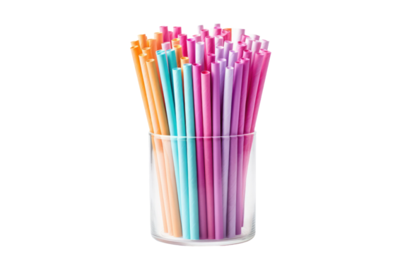 Paper Straws, Nurturing Sustainability with Every Sip on a White or Clear Surface PNG Transparent Background