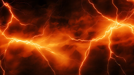 Naklejka premium Thunderous Glow, Orange Electric Lightning Background in Action
