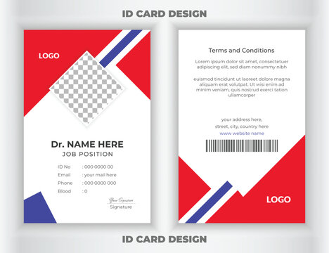 Professional medical ID card template or medical business ID card corporate identity design. Modern Doctor ID Card Template.