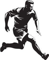 Fototapeta na wymiar SoccerSavvy Dynamic Player Emblem AthleticAura Footballer Vector Icon