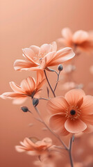 Minimal flower. Peach Fuzz color trend. Color of the Year 2024.