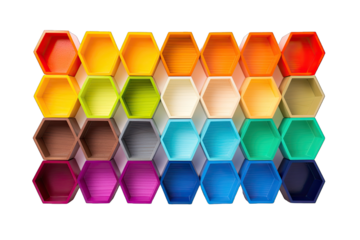 Beautiful Full Color Hexagonal Rack On Transparent Background