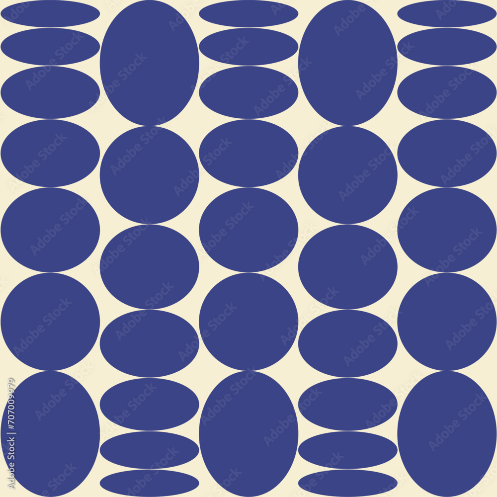 Poster Abstract vertical shapes seamless pattern. Brutal geometric figure ovals and circles. Swiss design aesthetic. Vector illustration
