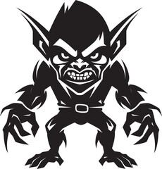 Malevolent Minion Cartoon Iconic Design Grimace Gargoyle Evil Goblin Logo