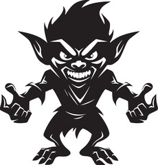 SinisterSprite Full Body Goblin Emblem WickedWhimsy Evil Goblin Vector
