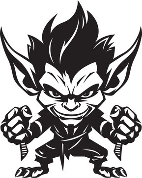 Diabolic Doppelganger Cartoon Goblin Logo Villainous Vandal Evil Goblin Vector