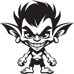 Sinister Schemer Full Body Goblin Symbol Malevolent Minion Cartoon Iconic Design