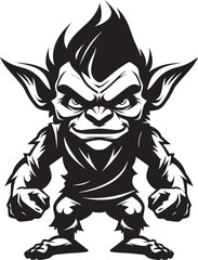 Mischief Maven Wicked Goblin Emblem Diabolic Doppelganger Cartoon Goblin Logo