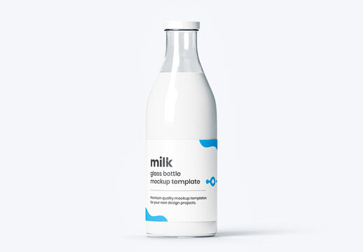 Glass Milk Bottle Mockup