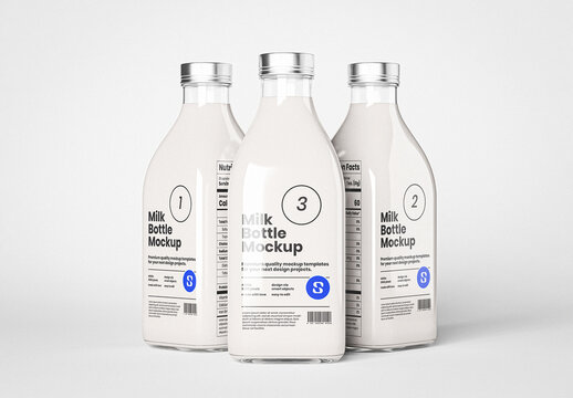 Milk Bottles Mockup
