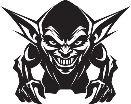 Diabolic Doppelganger Cartoon Goblin Logo Villainous Vandal Evil Goblin Vector