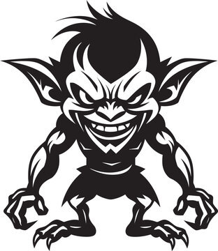 Sinister Schemer Full Body Goblin Symbol Malevolent Minion Cartoon Iconic Design