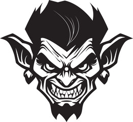 Sinister Goblin Schematics Cartoon Logo Diabolic Goblin Lord Evil Vector Icon