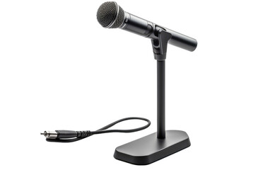 Obraz premium Microphone Stand, Offering Stability and Versatility for Seamless Performances on a White or Clear Surface PNG Transparent Background