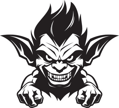 Nefarious Goblin Forms Vector Emblem Twisted Goblin Tactics Cartoon Icon