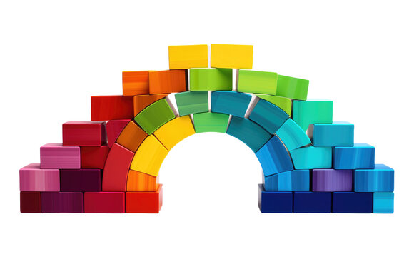 Rainbow Arch Stacking Blocks, Offering Endless Possibilities for Playful Creations on a White or Clear Surface PNG Transparent Background