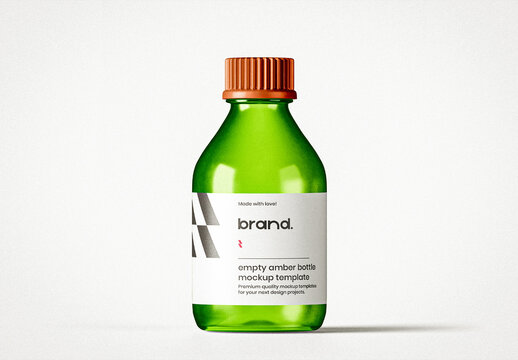 Empty Amber Bottle Mockup