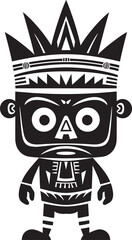 PrimitivePower Vector Cartoon Icon WildWarrior Tribal Vector Symbol