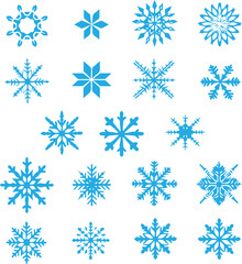 Fototapeta na wymiar Set of colorful snowflake icons on white background