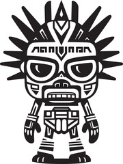 Savage Spirit Tribal Character Logo Ancient Animus Vector Cartoon Icon