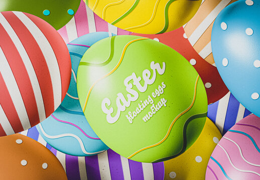 Floating Easter Eggs Mockup