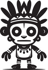 Savage Spirit Tribal Character Logo Ancient Animus Vector Cartoon Icon