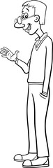 cartoon young man with glasses character coloring page