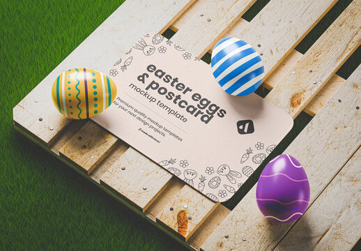 Easter Eggs & Postcard Mockup