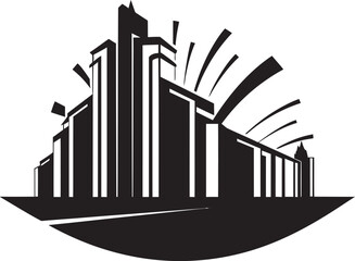 Fototapeta premium EcoUrban Vector Building Icon Neon Heights Modern Building Symbol