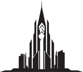 Neon Heights Modern Building Symbol Futuropolis Modern Building Emblem