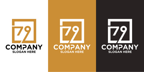 LOGO INITIAL NUMBERS 7 9 SQUARE COMBINATION