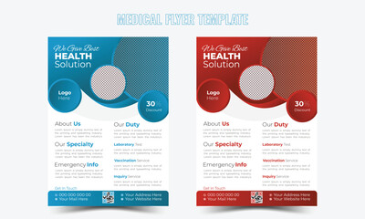 Professional medical Flyer, brochure, poster design template. Minimal and clean medical flyer design vector template - obrazy, fototapety, plakaty