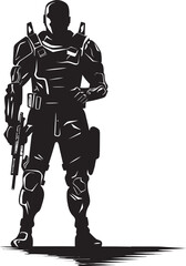 QuantumGuard Futuristic Weapon Logo TechBlade Vector Soldier Icon