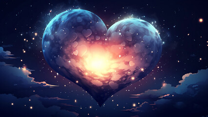 Heart moon shaped by love and romance 