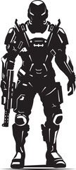 Fototapeta na wymiar TechTrooper Futuristic Weapon Emblem CyberGuard Vector Soldier Logo