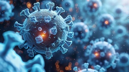 Macro details virus bacteria diseases coronaviruses influenza as dangerous flu strain cases as a pandemic - obrazy, fototapety, plakaty
